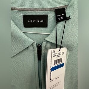 Perry Ellis Mint Green Zip Polo
